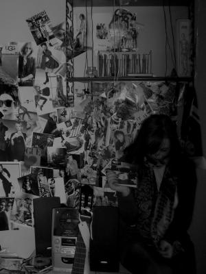 Here you see me (not really a good quality ;) with my "fashion wall". (:
